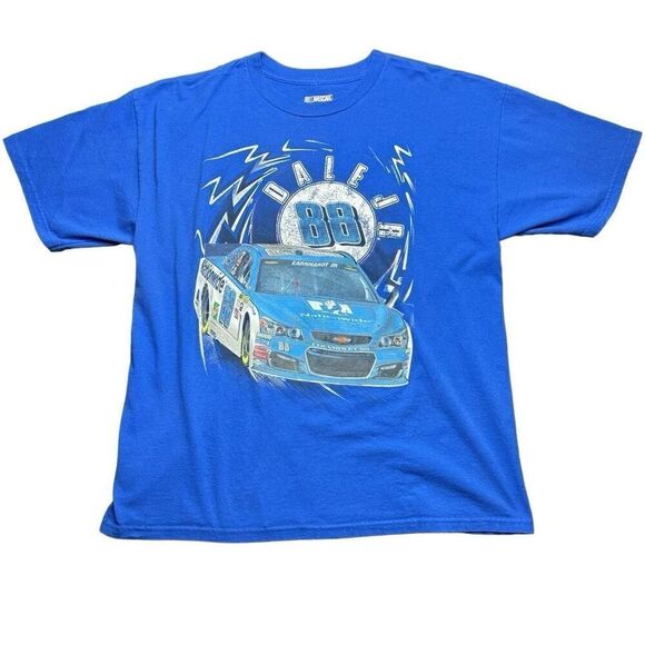 NASCAR Dale Earnhardt Jr Mens XL T Shirt Blue Racing Nationwide 88 - Picture 1 of 9